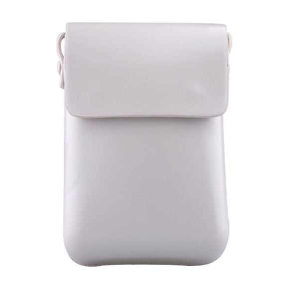 PU Mobile Phone Bag Exquisite Retro Strong Magnetic Buckle PU Mobile Phone Bag Messenger Coin Key PouchWhite