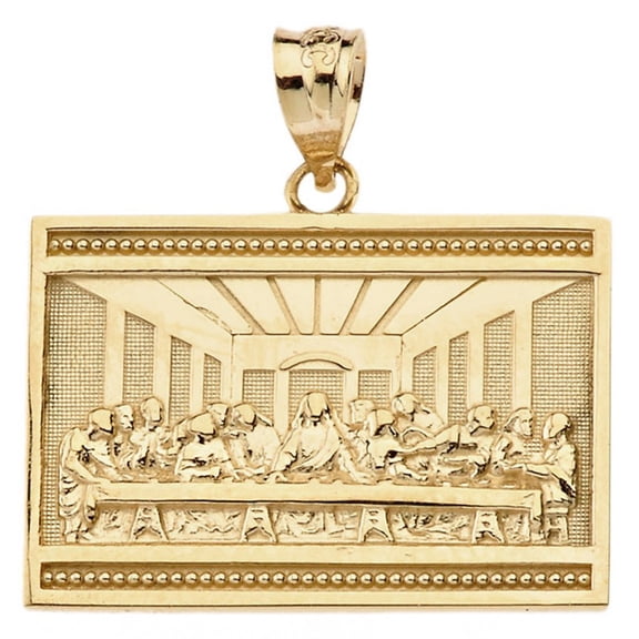 Solid Gold Last Supper Pendant Necklace (10K Yellow Gold, Pendant Only)