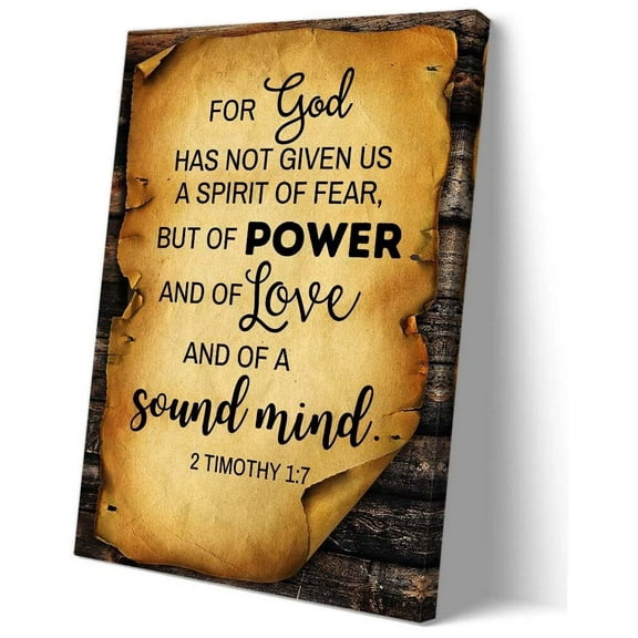 Timothy 1 7 Bible Verse Wall Art Vintage Scripture Poster Prayer Wall Artwork for Hallway Decoration for Home Painting Panel