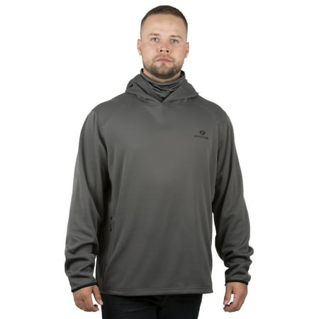 Mossy Oak Men s Charcoal Pullover Tech Hoodie with Neck Gaiter Up to 2XL