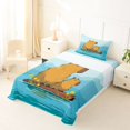 thumbnail image 5 of Manfei Cartoon Capybara Twin Sheets,Natural Scenic Pattern Bedding,Blue,3-Piece,1 Fitted Sheet and 1 Pillowcase, 5 of 6