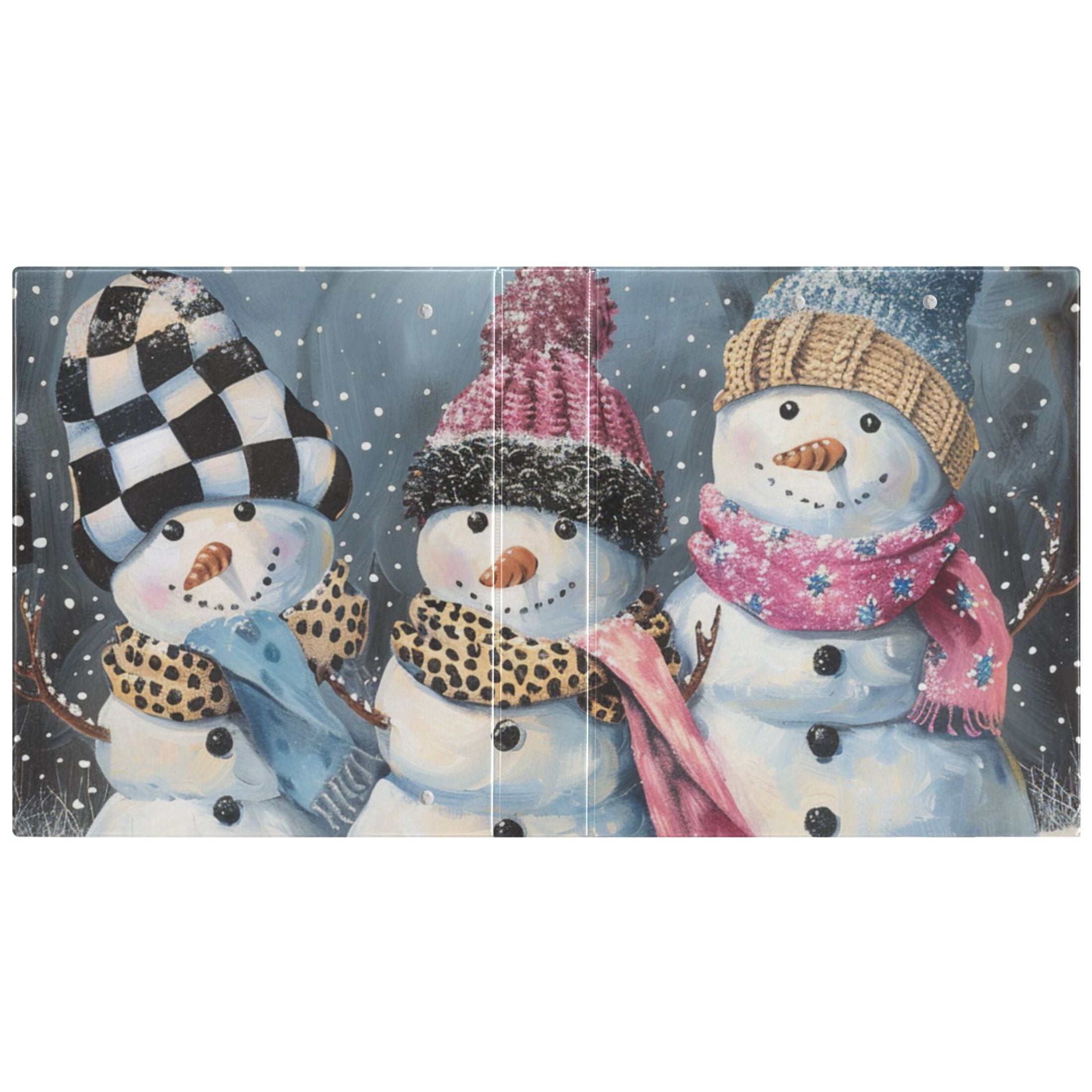 Snowmen Scarf 3 Ring Binders 1.5 inch Hardcover File Folders with Interior Pockets A4 Size Organizer for School Office Hospital