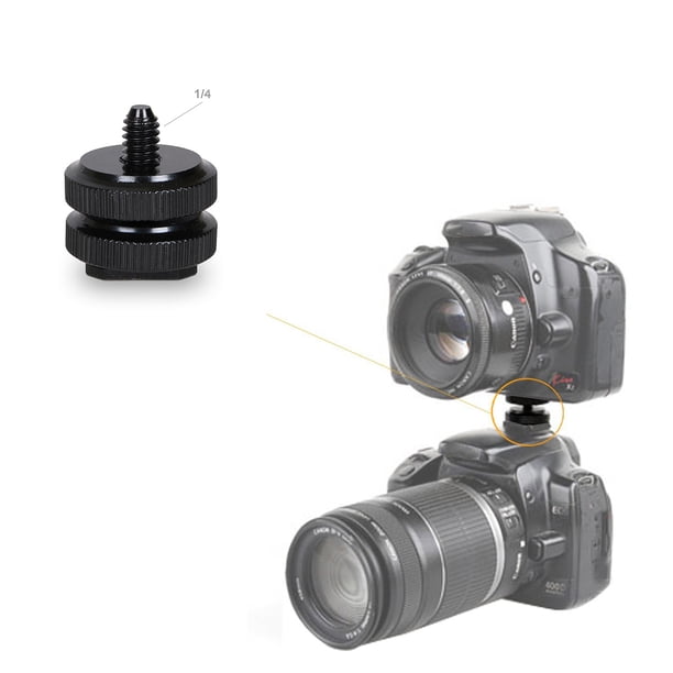 4-Pack Hot Shoe To 1/4-20 Tripod Adapter – Camera Mount Screw, Universal Black
