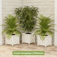 thumbnail image 3 of Pure Garden Lattice Design Outdoor Planter Box - 14.75” Plant Pot - Decorative Plant Pots for Front Porch Decor - Flower Pots Outdoor Planters for Porch Patio or Garden Decor (White), 3 of 10