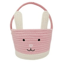 LZLINGMEI Bunny Basket with Handle,Gift Basket Gifts Tote Bags Egg Hunt Basket for Boys, Girls