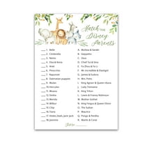 SAFARI ANIMALS Match Cartoon Parents Baby Shower Games — Pack of 25 —Forest Jungle Animal Games, Match Famous Parents Fun Shower Activity, Star Kids Match Game G550-DPM