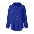 thumbnail image 4 of DHFJKG Womens Jackets Denim Jacket Distressed Ripped Solid Color Loose Fit Long Sleeve Button Down Casual Jean Coat Versatile Outerwear, 4 of 7