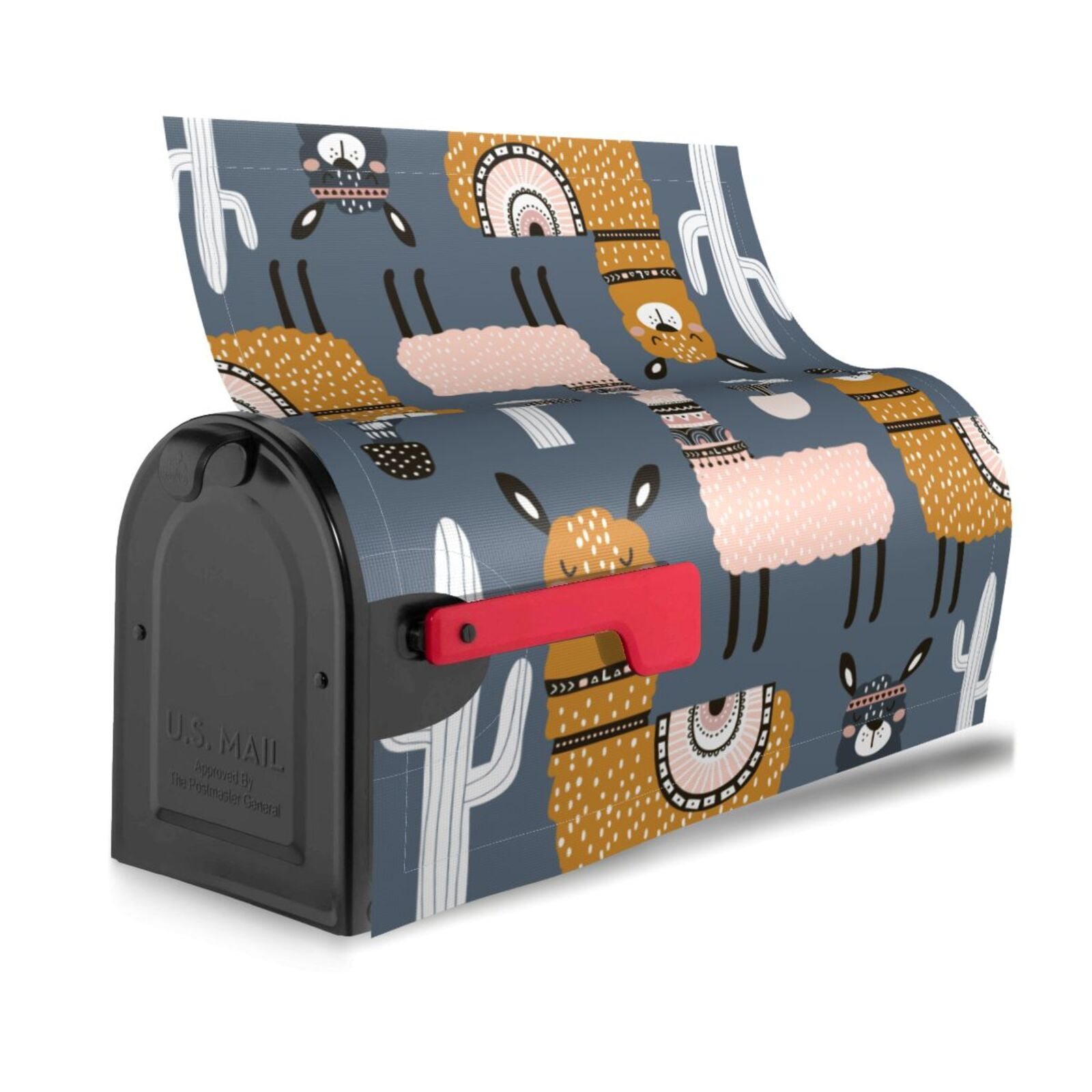 Xecao Llama and Cactus for Mailbox Cover with Magnetic Strips, Waterproof and Sunscreen, Adds a Decorative Touch to Your Garden Yard.