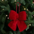 thumbnail image 2 of Red Christmas Bows Outdoor Decorations,Velvet Christmas Tree Topper Bow, Large Wreath Bow Party Supplies for Door Fireplace Stairs Railing Porch, 2 of 7
