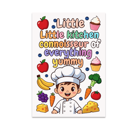 Playful Kitchen Wall Decor - Little Kitchen Connoisseur - 13x19 Poster Print