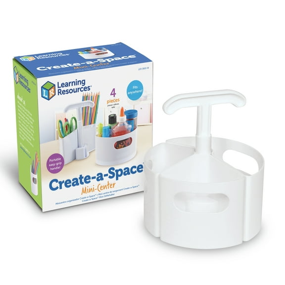 Learning Resources Create-a-Space Storage Mini Center - White, Classroom Craft Keeper, Maker Space, Small Space Storage, Teacher Organizer, Home School Accessories, 4 Piece Set