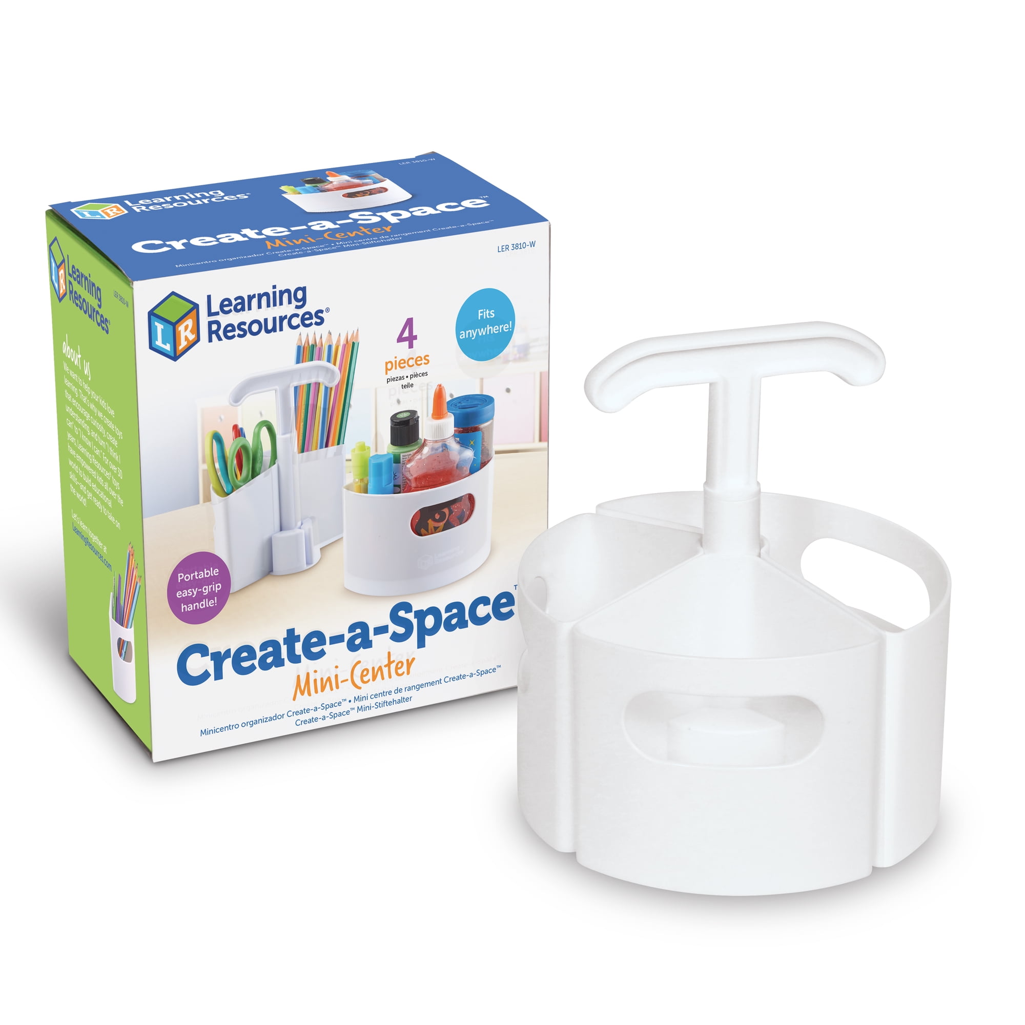 Learning Resources Create-a-Space Storage Mini Center - White Classroom Craft Keeper Maker Space Small Space Storage Teacher Organizer Home School Accessories 4 Piece Set