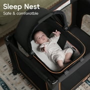Pamo Babe Baby Playard Magic Fold 1 Step Bassinet & Changing Table for Newborn, 4-Panels (Black)