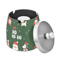 Yayeee Ashtray with Lid for Cigarette Smokeless Stainless Steel Home Ash Holder, Christmas Santa