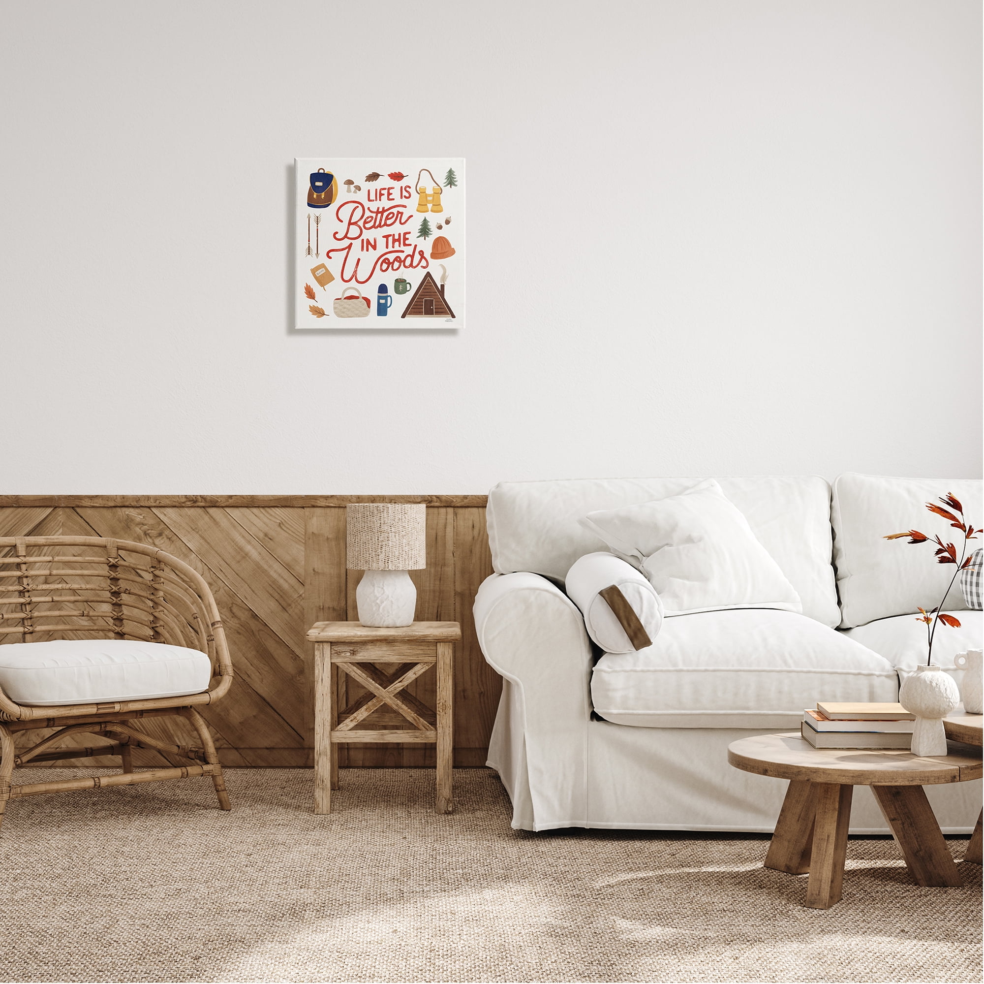 Stupell Industries Better in the Woods Phrase Typography Painting Gallery Wrapped Canvas Print Wall Art, 17 x 17