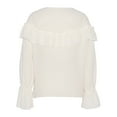 thumbnail image 3 of GJSYRH Women's Flowy Bow Front Tie Top Long Sleeve Peplum Lace Trim Chiffon Shirt Sheer V Neck Boho Ruffle Beach Blouse, 3 of 3