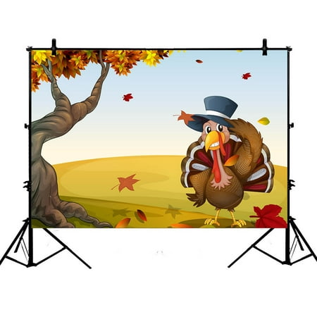 Image of YKCG 7x5ft Thanksgiving Turkey Autumn Scenery Photography Backdrops Polyester Photography Props Studio Photo Booth Props