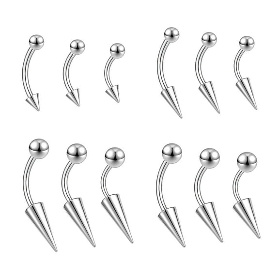 QQTDFG 12Pcs 18G 16G Stainless Steel Eyebrow Rings Curved Barbell Eyebrow Ear Piercings-Ball-16g (1.2mm)