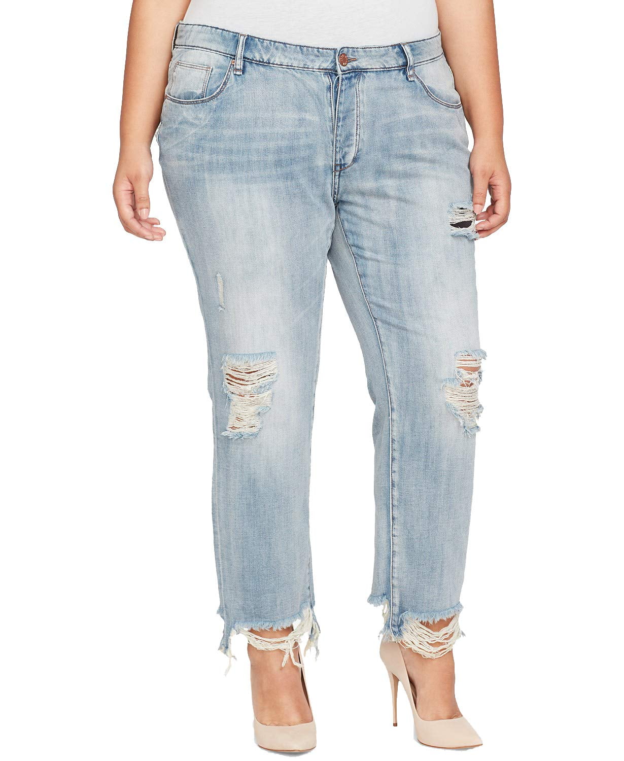 Women's Plus Distressed Jeans Stretch 22W - Walmart.com - Walmart.com