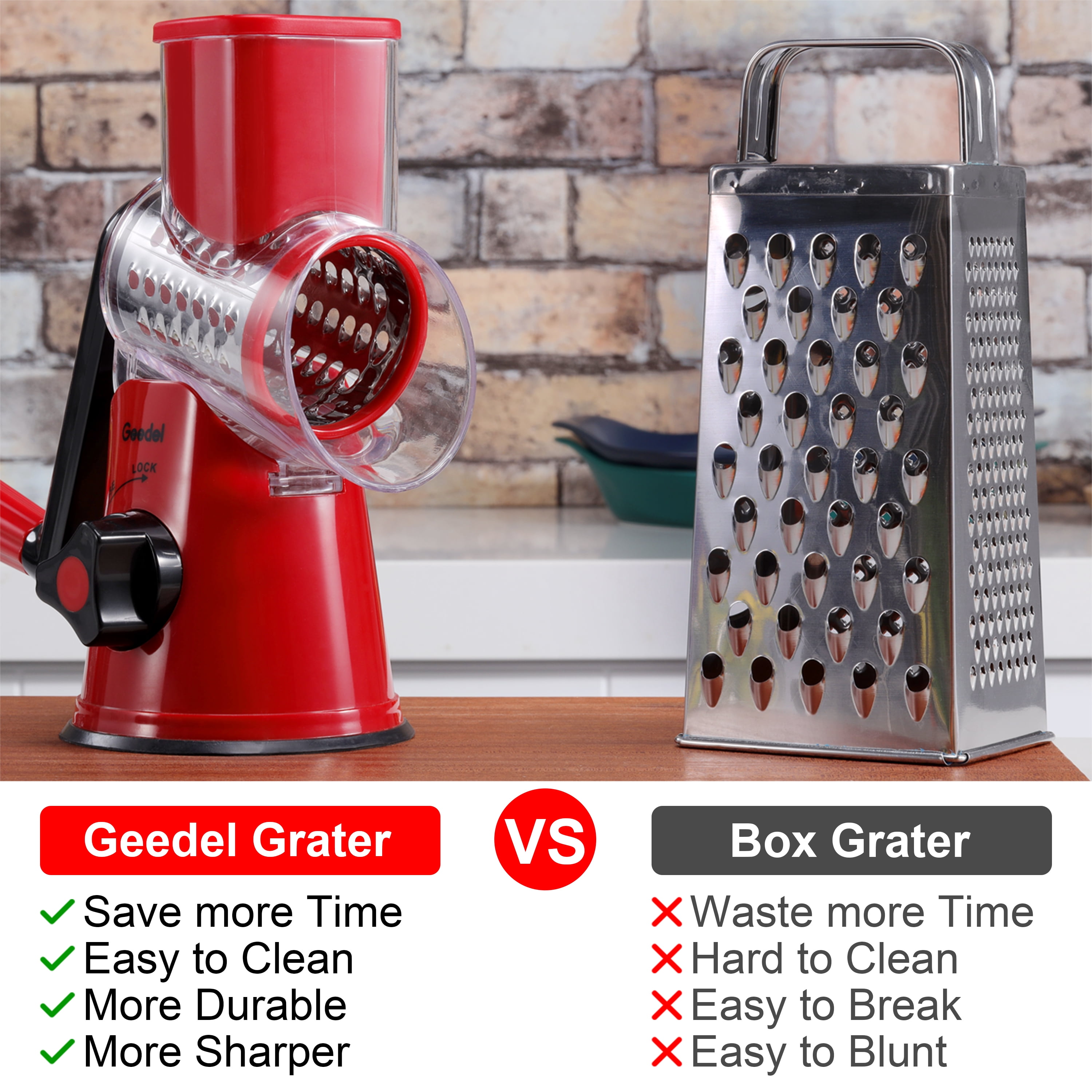 ColorLife Rotary Cheese Grater With Handle - Vegetable Slicer
