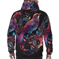 thumbnail image 7 of Kdxio Artistic Colorful Bird Print Mens Casual Hooded Collar Drawstring Hoodies Pullover Sweatshirts Casual Long Sleeve Shirts-Large, 7 of 7