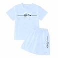 thumbnail image 7 of Girls Casual Alphabet Print Loose Fit Kids Summer Short Sleeve Outfits Girls Clothes Set, 7 of 7