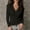 01-Black, variant on Women's V-Neck Long Sleeve Solid Color Casual Fall Ruffle Tee - Ginger - S