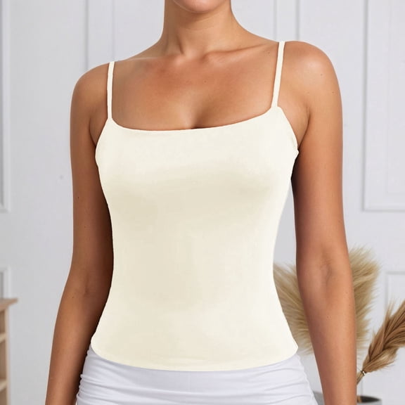 LILIYA Workout Tank Tops Woman Casual Solid Color Summer Tank Tops Spaghetti Strap Tunic U Neck High Strechy Sleeveless Camisoles for Women Casual Basic Cami Shirts