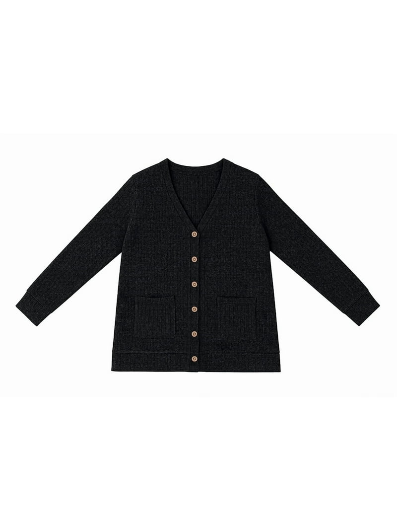 JWD Open Front Black Cardigan, Long Sleeve, Button Down