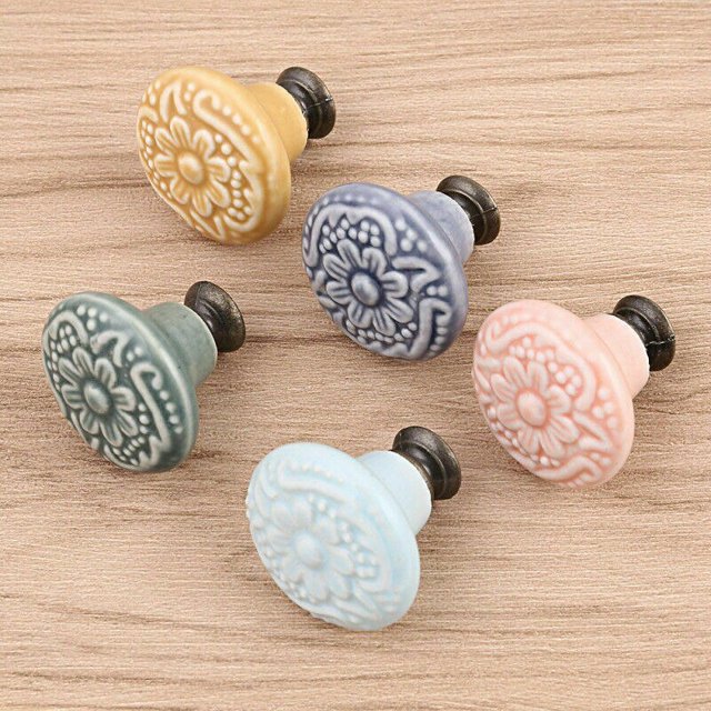 Pack of One Vintage Ceramic Door Knobs for Cabinet Drawer, Closet Cupboard Wardrobe furniture Pull HandlePinkChina He Qiyong unisex