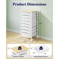 thumbnail image 6 of Kitsure Rolling Cart with Drawers, 8 Drawer Storage Cart with Wooden Top, Labels Included, Locking Wheels for Craft Organizers and Storage, Classroom Storage, 30.3"H, White, 6 of 9