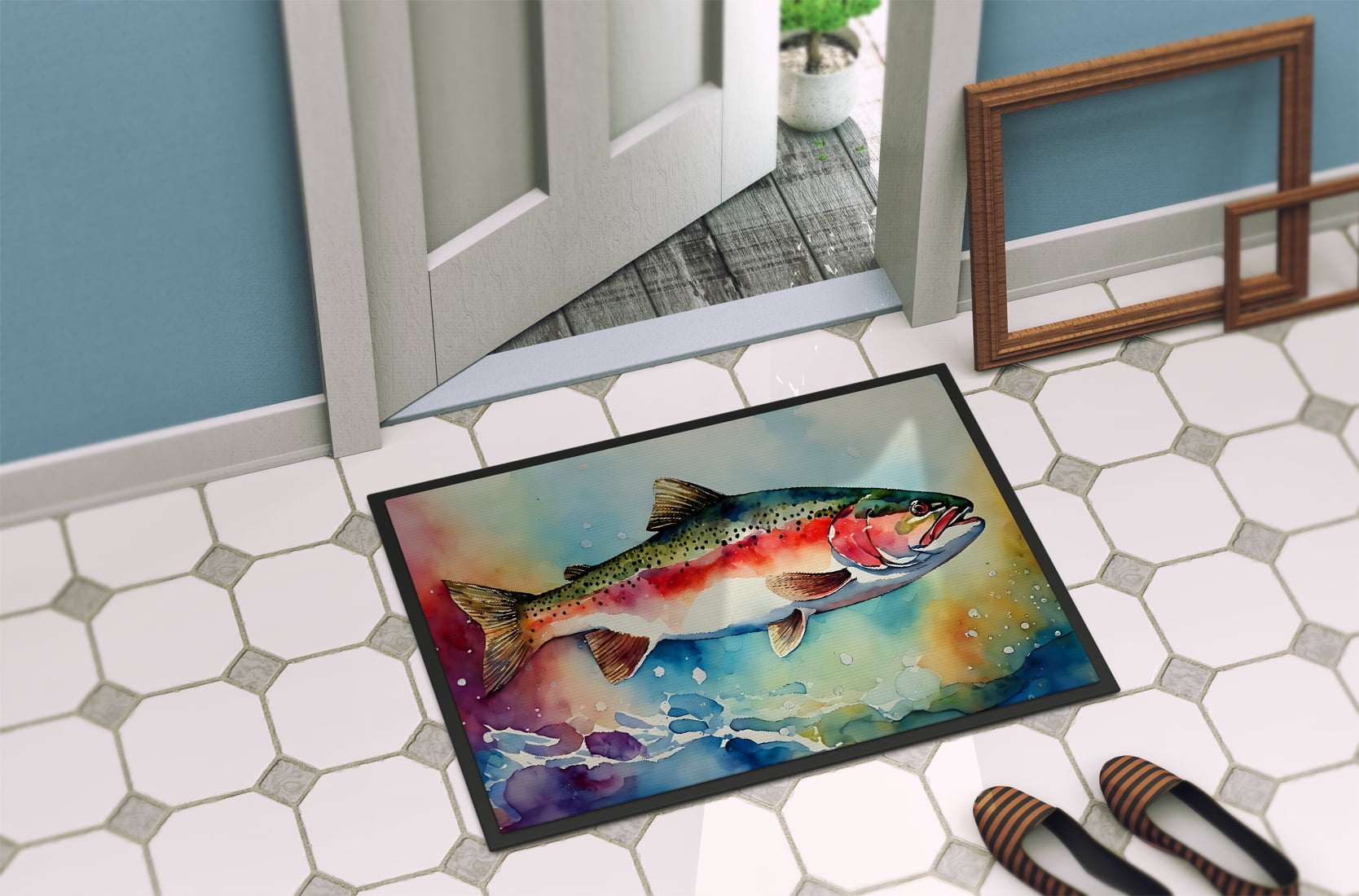 Carolines Treasures DAC2815MAT 18 x 27 in. Unisex Rainbow Trout Doormat