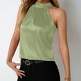 thumbnail image 6 of Womens Satin Halter Tops, Sleeveless Shirts for Women Summer Fashion Loose Fit Shiny Crewneck Tank Tops for Party, 6 of 6