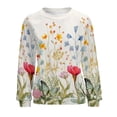 thumbnail image 7 of Watercolor Wildflowers Women's Floral Printed Sweatshirt Long Sleeve Crewneck Casual Loose Vintage Graphic Pullover Tops, 7 of 7