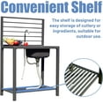 thumbnail image 5 of Domi Outdoor Kitchen Series Aluminum Outdoor Workbench Stainless Steel Free Standing Outdoor Sink w/Faucet & Drainboard, Freestanding Storage Shelves with Protective Cover Indoor Outdoor, 5 of 9