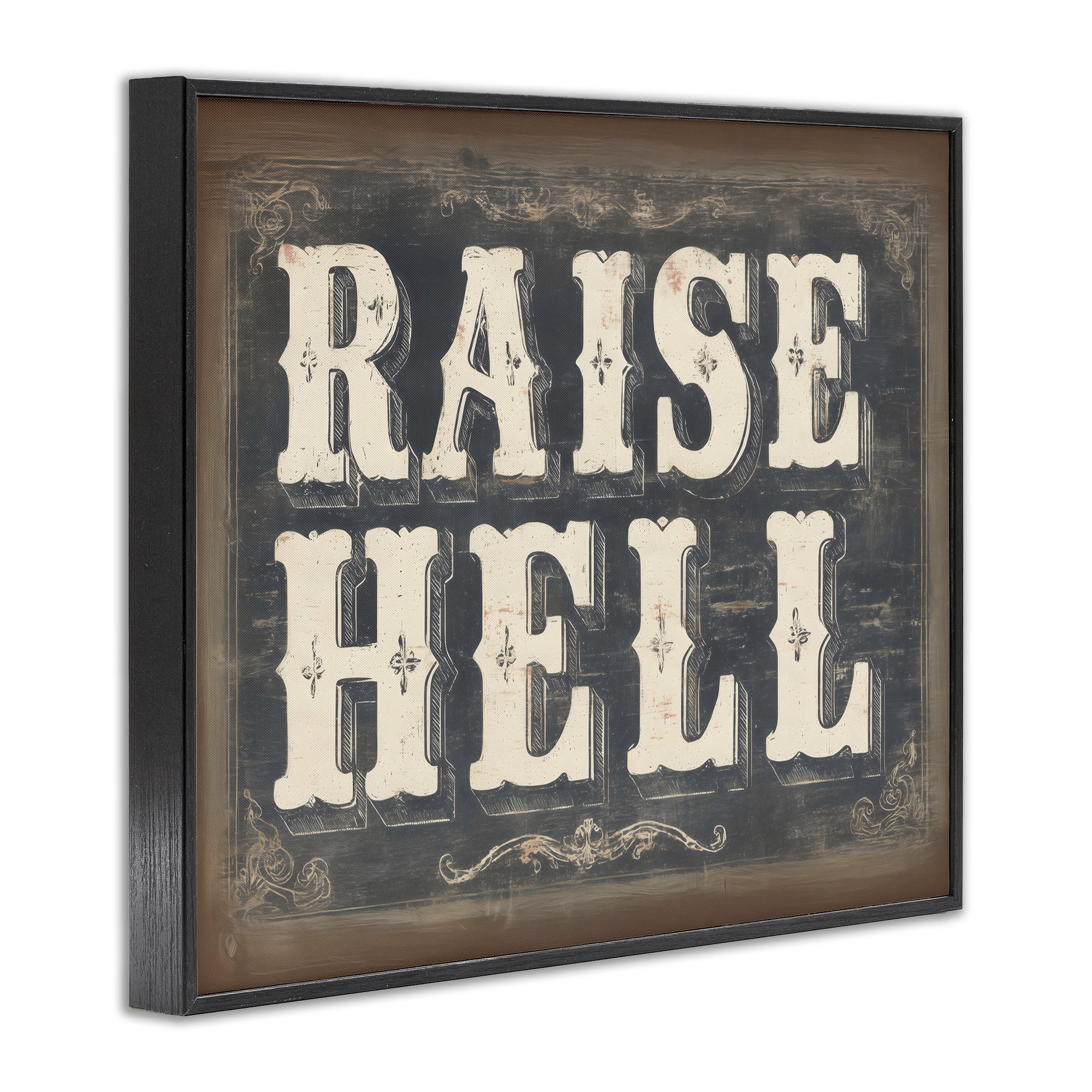 Stupell Industries Raise Hell Vintage Western Black Framed Giclee Art, design by Arlington Prints