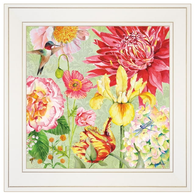 "English Garden III" by Barb Tourtillotte, Ready to Hang Framed Print, White Frame
