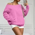 thumbnail image 5 of Womens Off Shoulder Sweatshirt Long Sleeve Basic Pullover Tops with Pocket 2026 Fall Fashion Oversized Sweatshirts Pink M, 5 of 6