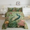 thumbnail image 2 of Castle Fairy Chic Floral Peony Peacock Comforter Set (Queen), 3-Piece, 2 of 8
