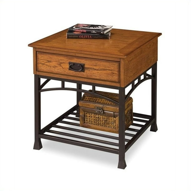 Modern Craftsman Distressed Oak End Table
