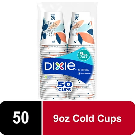 Dixie Disposable Paper Cups, 9 oz, Multi-Color, 50 count
