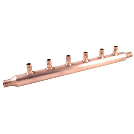 Copper Manifold - 22788A 0.75 x 0.75 in. Copper Barb x Barb 6 Port Open Manifold