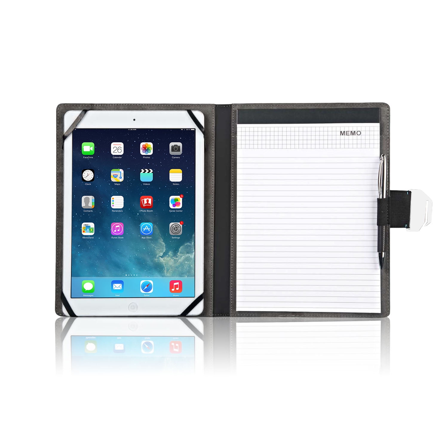 Scully Mini Custodia Per Tablet E Porta Bloc Notes In Pelle - Nero - Chiusura Magnetica E Penna Inclusa