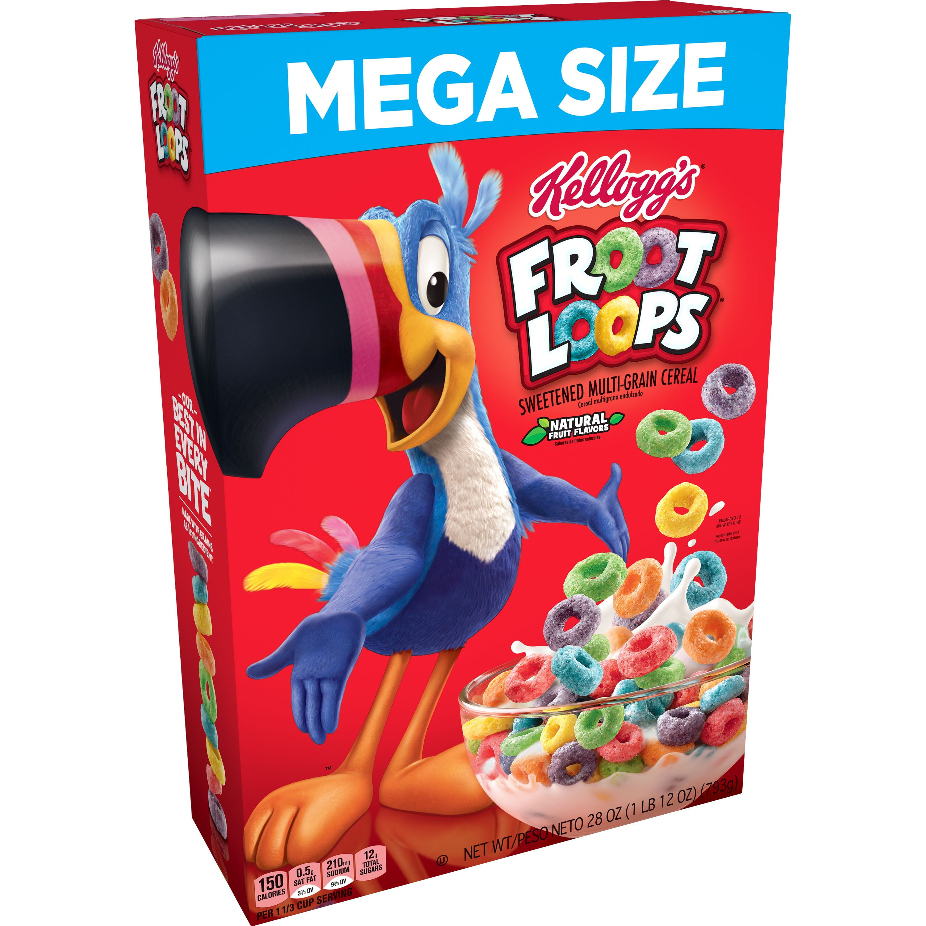 Kellogg's Froot Loops Breakfast Cereal, Original, Mega Size, Low Fat