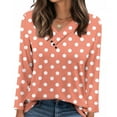 thumbnail image 5 of YUGYXL Tops for Women Long Sleeve Polka Dots Printed V Neck T Shirt Fall Casual Button Pullover Fashion Daily Shirts Orange XL, 5 of 7
