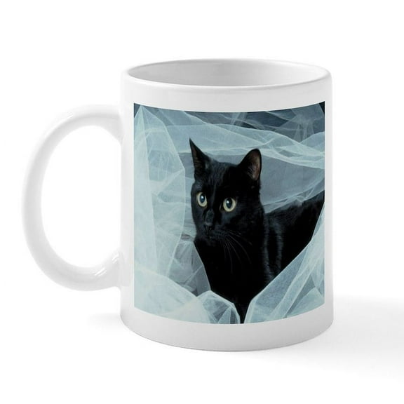 CafePress - Black Cat Mug - 11 oz Ceramic Mug - Novelty Coffee Tea Cup