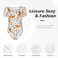 thumbnail image 4 of KLL Women 's Crew Neck Bodysuit Jumpsuits Cute Dog Print Short onesies Stretch T Shirts, 4 of 7