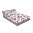 thumbnail image 2 of Ambesonne Flower Fitted Sheet & Pillow Sham Set, Romantic Magnolia Nature, Full, White Red Pink, 2 of 2