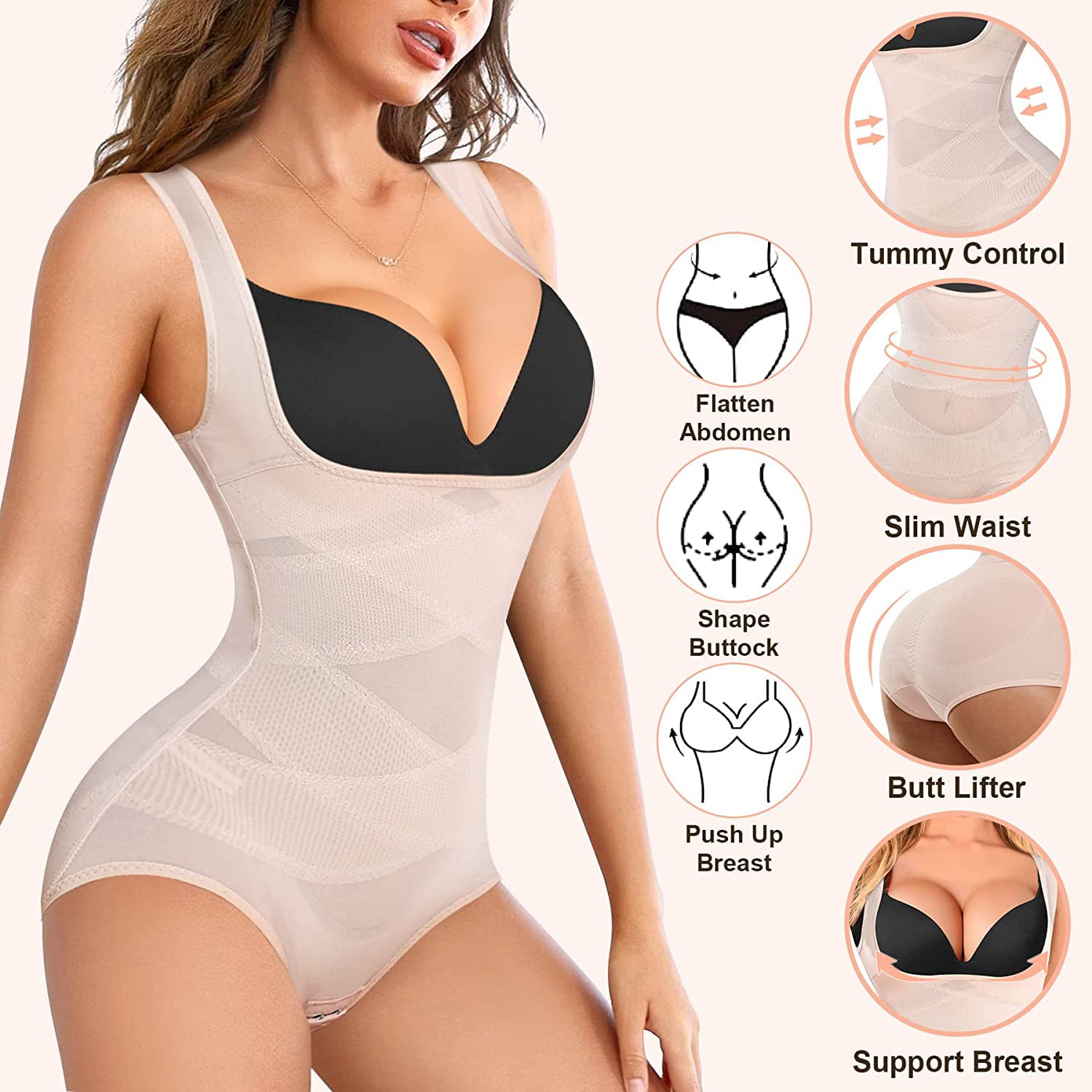 DeepTwist Mujer Bodysuits Underbust Body sin Costuras Abdomen Cintura Adelgazar Lencería Moldeadora Slimming Shapewear 