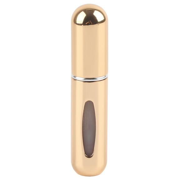 Botella de perfume portátil con atomizador y dosificador de líquido para viajes, 5 ml, color dorado